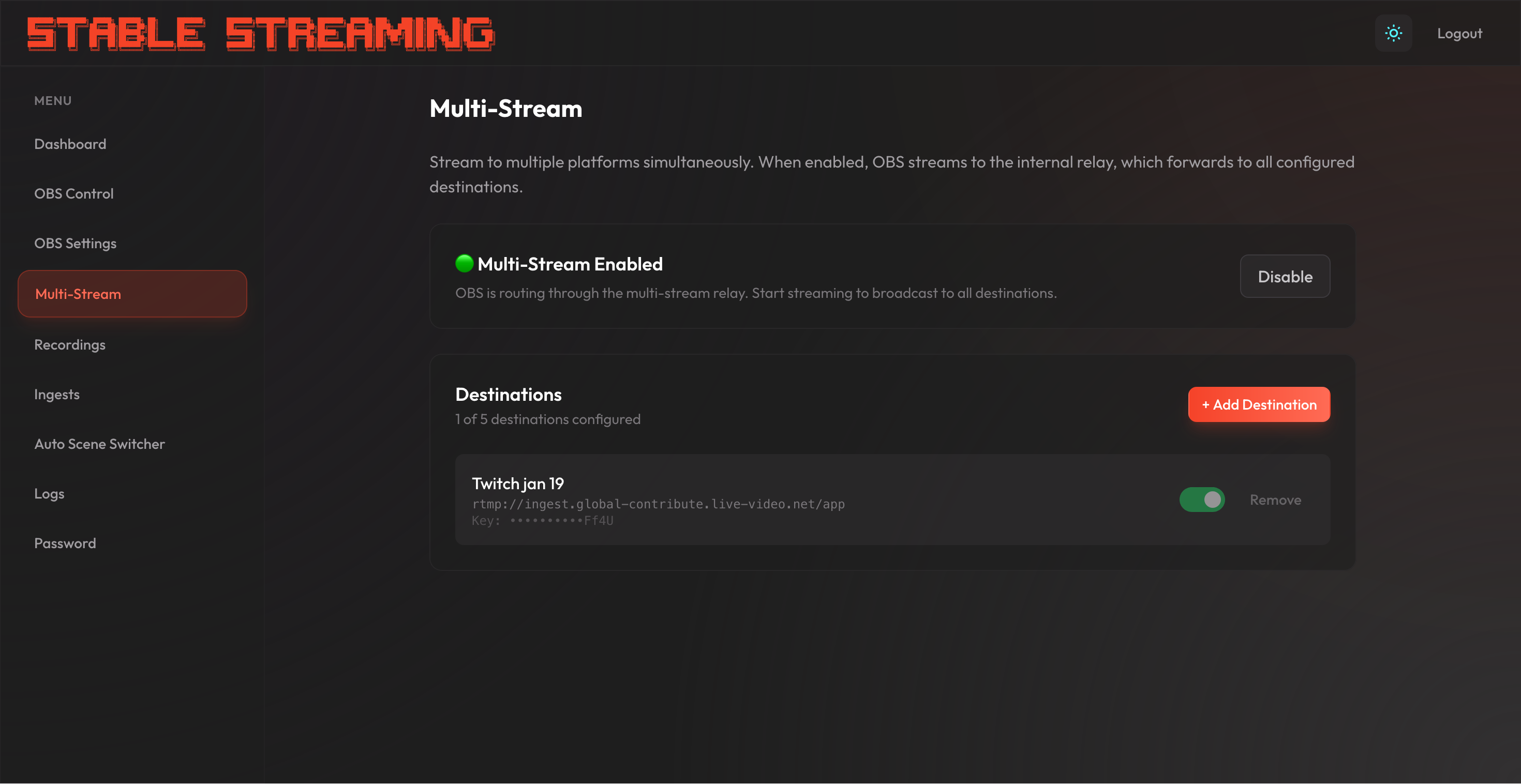 Multi-Stream — Configure multiple output destinations